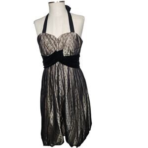 TRACY REESE 12 sweetheart halter mini dress Swiss dot black women’s